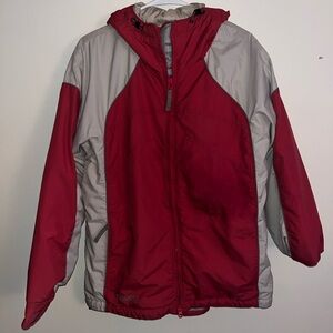 Columbia L Dark Pink and Gray Hooded Zip Jacket